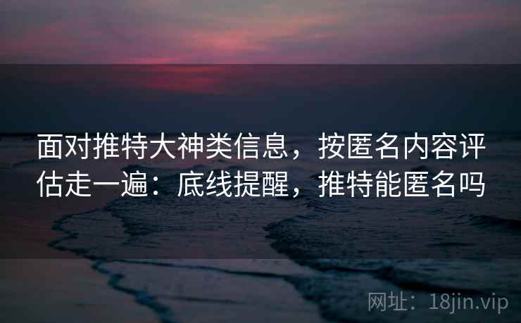 面对推特大神类信息，按匿名内容评估走一遍：底线提醒，推特能匿名吗