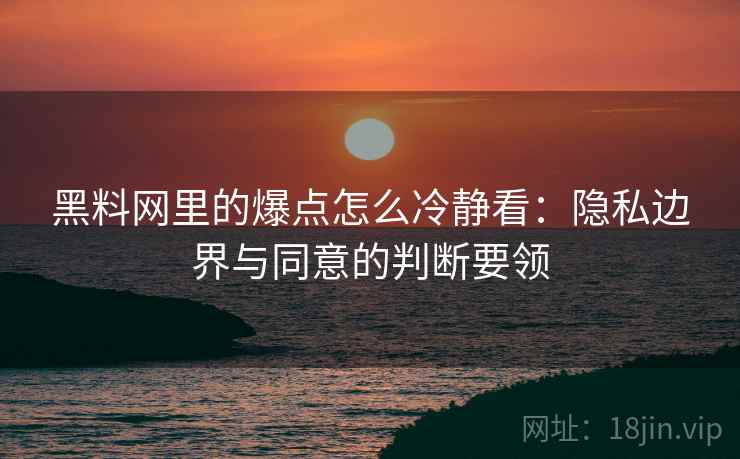 黑料网里的爆点怎么冷静看:隐私边界与同意的判断要领 黑料网里的爆点怎么冷静看:隐私边界与同意的判断要领